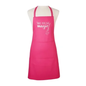 Bright Pink Chef Apron – Cotton Cooking BBQ Baking Kitchen Wear
